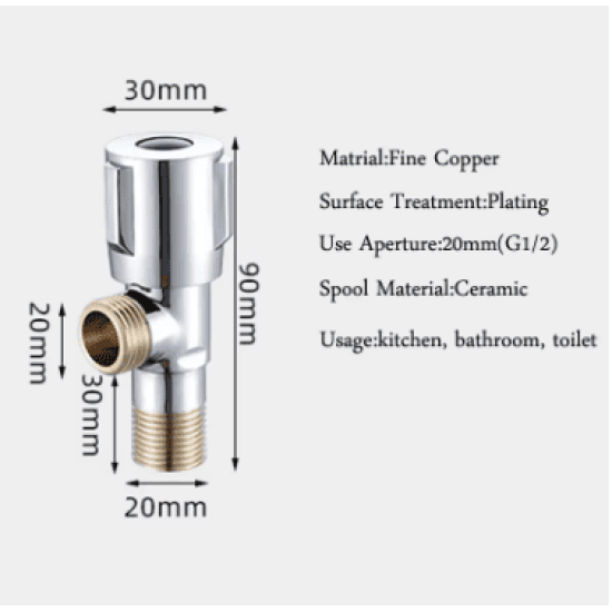 Angle Valve for Sink & Toilet – Rust Resistant Water Shut-Off Control Valve