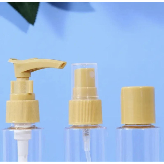 Set of 6 clear plastic cosmetic bottles Set of 6 clear plastic cosmetic bottles