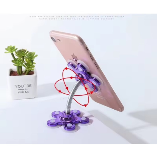 Flexible Phone Holder with Strong Suction Base 360° Rotation