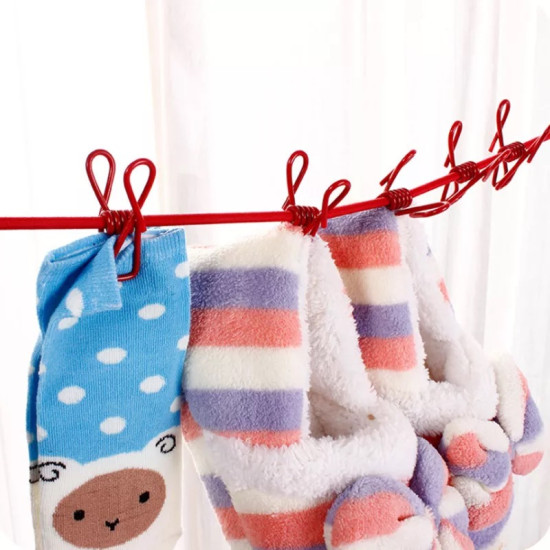 Flexible Clothesline with 12 Adjustable Clothespins