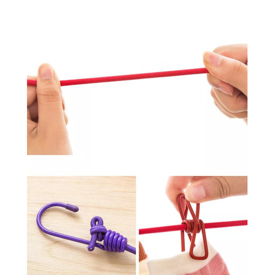 Flexible Clothesline with 12 Adjustable Clothespins