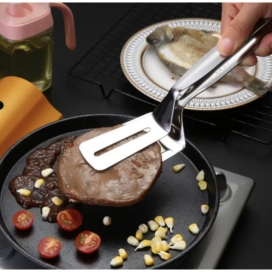 3-in-1 Cooking Tongs for Flipping, Frying and Serving Food Easily