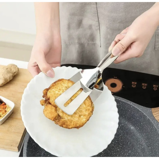 3-in-1 Cooking Tongs for Flipping, Frying and Serving Food Easily