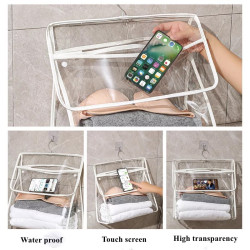 Waterproof Bathroom Clothes Storage Bag with Phone Holder