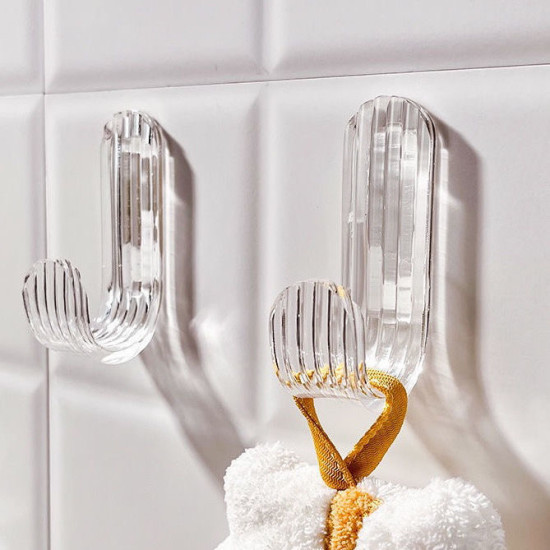 Multi-Purpose Transparent Adhesive Wall Hook – Strong No-Drill Organizer for Kitchen & Bathroom