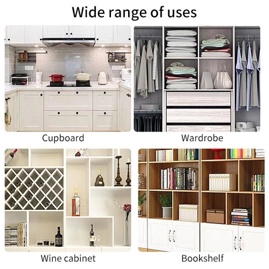 Adhesive shelf brackets used in kitchen cupboard, wardrobe, wine cabinet, and bookshelf for no-drill installation