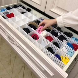 قواطع الأدراج القابلة للتعديل لتنظيم الأدراج والمستلزمات (4 حبات)
