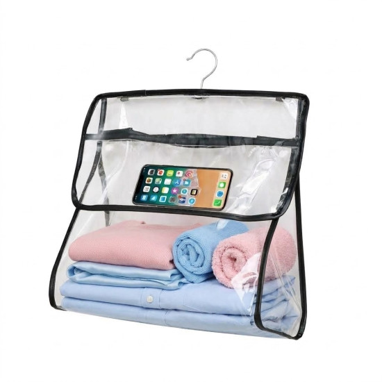 Waterproof Bathroom Clothes Storage Bag with Phone Holder
