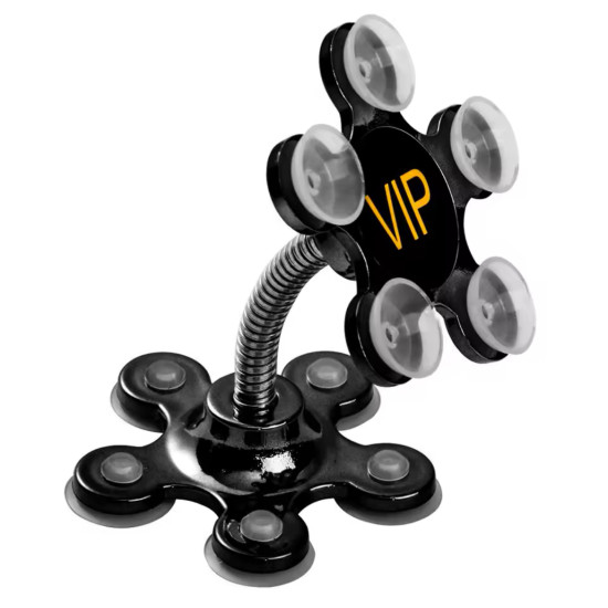 حامل جوال مرن أسود بقاعدة شفط قوية وكلمة VIP حامل جوال مرن أسود بقاعدة شفط قوية وكلمة VIP على قبضة الهاتف