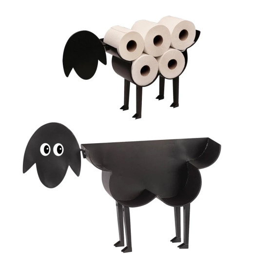 Sheep Toilet Paper Holder Stand – Decorative Black Metal Bathroom Organizer Sheep Toilet Paper Holder Stand – Decorative Black Metal Bathroom Organizer