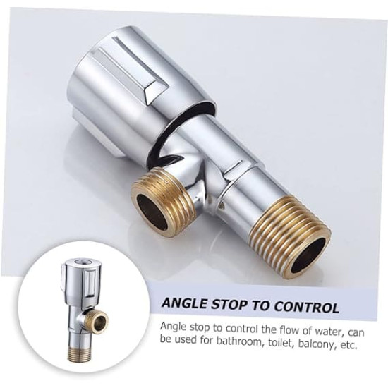 Angle Stop Valve for Bathroom and Toilet Water Control Chrome angle stop valve with brass threaded ends for controlling water flow in bathroom and toilet