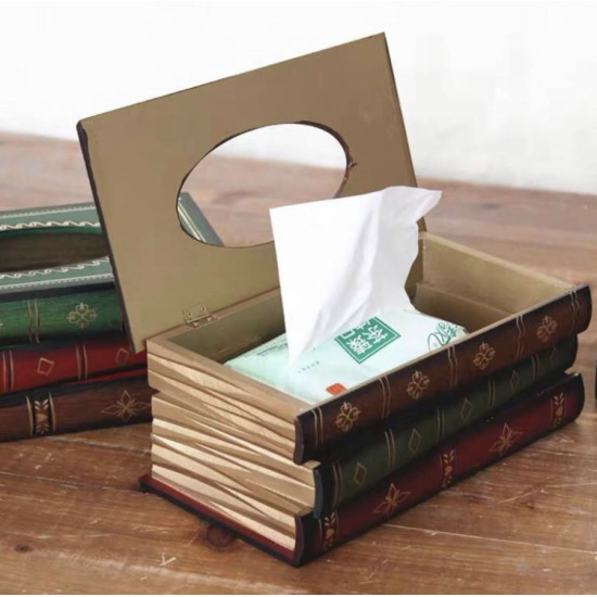 Book Design Tissue Box Holder – Decorative Tissue Organizer
