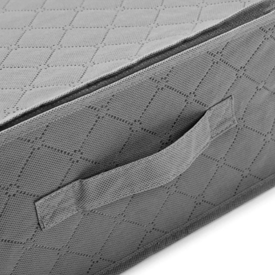Dustproof Quilted Under Bed Clothes Storage Bag with Handle Gray quilted fabric storage bag with handle, designed for dustproof clothes storage under the bed