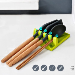 Pot Lid & Cooking Utensil Rest with Drip Tray – 4 Slots