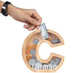 حصالة نقود خشبية مع غطاء شفاف