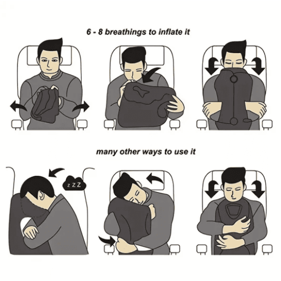 Inflatable Foldable Travel Pillow – Neck & Head Support Pillow Inflatable Foldable Travel Pillow – Neck & Head Support Pillow