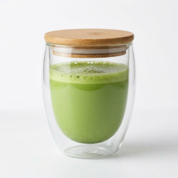 Double Wall Glass Cup with Bamboo Lid