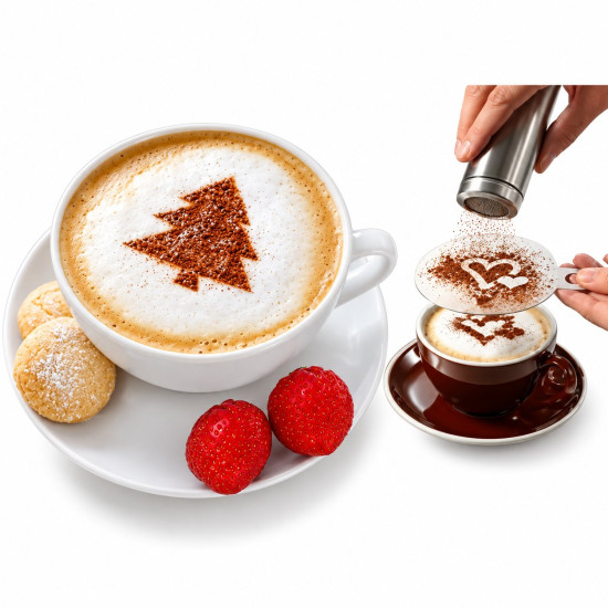 Coffee Stencil Set with 16 Different Designs
