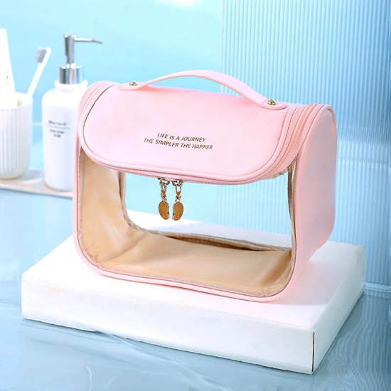 Waterproof Transparent Cosmetic Travel Bag with Hanging Hook
