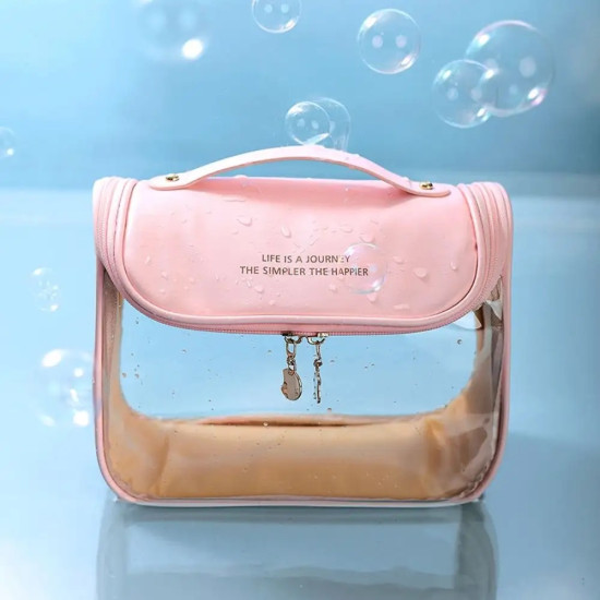 Waterproof Transparent Cosmetic Travel Bag with Hanging Hook