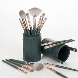 Luxury 14-Piece Makeup Brush Set with Leather Case