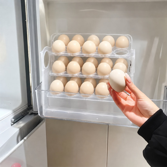30 Egg Storage Rack with Rolling Design and Expiration Reminder