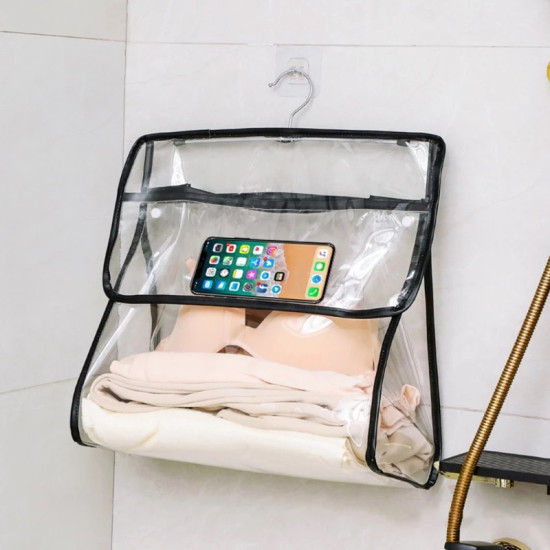 Waterproof Bathroom Clothes Storage Bag with Phone Holder