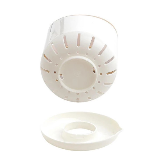 White multisection cutlery drying organizer with vertical slots and a round drip tray with spout